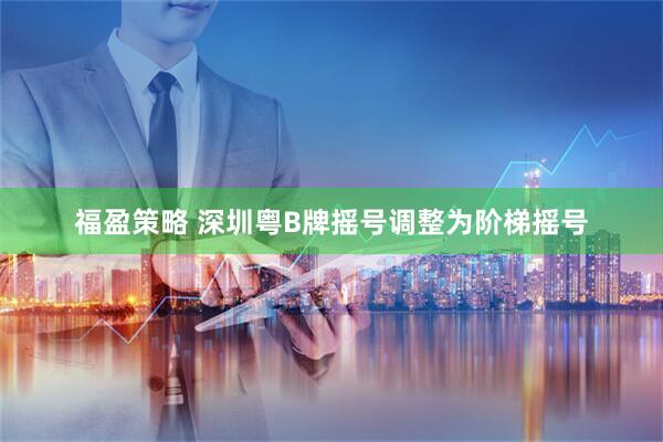福盈策略 深圳粤B牌摇号调整为阶梯摇号